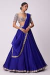 Shop_Vvani by Vani Vats_Blue Lehenga And Dupatta Organza Embroidered Mirror Sweetheart Border Set _Online_at_Aza_Fashions