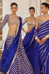 Buy_Vvani by Vani Vats_Blue Lehenga And Dupatta Organza Embroidered Mirror Sweetheart Floral Set 