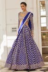 Shop_Vvani by Vani Vats_Blue Lehenga And Dupatta Organza Embroidered Mirror Sweetheart Floral Set 