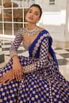 Vvani by Vani Vats_Blue Lehenga And Dupatta Organza Embroidered Mirror Sweetheart Floral Set _Online