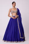 Buy_Vvani by Vani Vats_Blue Lehenga And Dupatta Organza Embroidered Mirror Sweetheart Flared Set _at_Aza_Fashions