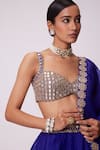 Buy_Vvani by Vani Vats_Blue Lehenga And Dupatta Organza Embroidered Mirror Sweetheart Flared Set _Online_at_Aza_Fashions