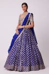 Vvani by Vani Vats_Blue Lehenga And Dupatta Organza Embroidered Mirror Sweetheart Floral Work Set _at_Aza_Fashions