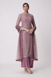 Buy_Vvani by Vani Vats_Purple Georgette Embroidered Mirror Round Straight Kurta Pant Set _at_Aza_Fashions