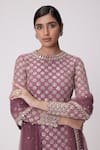 Shop_Vvani by Vani Vats_Purple Georgette Embroidered Mirror Round Straight Kurta Pant Set _Online_at_Aza_Fashions