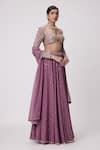 Vvani by Vani Vats_Purple Georgette Hand Embroidery Mirror Sweetheart Neck Butti Lehenga Set _Online_at_Aza_Fashions