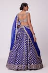 Shop_Vvani by Vani Vats_Blue Lehenga And Dupatta Organza Hand Embroidery Mirror Floret Bridal Set _at_Aza_Fashions