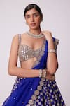 Buy_Vvani by Vani Vats_Blue Lehenga And Dupatta Organza Hand Embroidery Mirror Floret Bridal Set _Online_at_Aza_Fashions