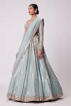 Vvani by Vani Vats_Blue Lehenga And Dupatta Organza Hand Embroidery Mirror Sweetheart Linear Set _Online_at_Aza_Fashions