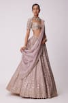 Vvani by Vani Vats_Pink Lehenga And Dupatta Organza Embroidery Mirror Sweetheart Flower Jaal Set _Online_at_Aza_Fashions