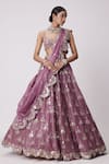 Buy_Vvani by Vani Vats_Purple Lehenga And Dupatta Organza Embroidery Mirror Butti Bridal Set _Online_at_Aza_Fashions