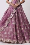 Shop_Vvani by Vani Vats_Purple Lehenga And Dupatta Organza Embroidery Mirror Butti Bridal Set _Online_at_Aza_Fashions