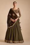 Buy_Prevasu_Green Lehenga And Amaira Sequin Embellished Set With Velvet Dupatta _at_Aza_Fashions