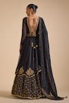 Shop_Prevasu_Black Georgette Sequin Floral Embellished Layered Anarkali Set  _at_Aza_Fashions