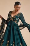 Shop_Prevasu_Green Georgette Embroidery Zardozi Floral Anarkali With Dupatta  _at_Aza_Fashions