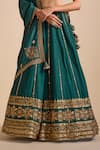 Prevasu_Green Blouse And Lehenga Blended Tussar Embroidery Sequin Floral Zardozi Set _Online_at_Aza_Fashions