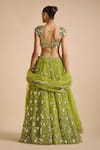 Shop_Prevasu_Green Net Embroidery Sitara Mirrorwork Embellished Floral Lehenga Set _at_Aza_Fashions