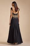 Shop_Prevasu_Black Georgette Embroidery Sequin Notched Swan Floral Embellished Mermaid Gown _at_Aza_Fashions