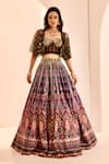 Buy_Rashika Sharma_Multi Color Blouse And Cape Net Embroidery Thread Sanjh Floral Lehenga Set _at_Aza_Fashions