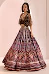 Buy_Rashika Sharma_Multi Color Blouse And Cape Net Embroidery Thread Sanjh Floral Lehenga Set _Online_at_Aza_Fashions