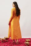 The Aarya_Orange Handwoven Chanderi Embroidery Floral Bahar Hand Kurta Pant Set _Online_at_Aza_Fashions