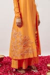 Buy_The Aarya_Orange Handwoven Chanderi Embroidery Kafiya Angrakha Kurta Pant Set _Online_at_Aza_Fashions