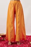 The Aarya_Orange Handwoven Chanderi Embroidery Kafiya Angrakha Kurta Pant Set _at_Aza_Fashions