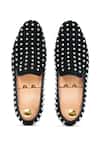 Shop_Vantier_Black D Bent Studded Slip-on Loafers _at_Aza_Fashions
