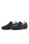 Vantier_Black D Bent Studded Slip-on Loafers _Online_at_Aza_Fashions