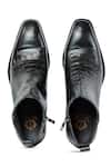 Shop_Vantier_Black Cut Work Antilia Croco Leather Boots _at_Aza_Fashions