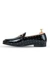 Shop_Vantier_Black Embroidery Mikey Patent Slip-on Loafers _Online_at_Aza_Fashions