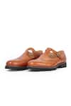 Vantier_Brown Cut Work Churchill Cutout Leather Sandals _Online_at_Aza_Fashions