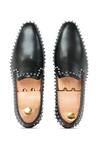 Shop_Vantier_Black Lozano Studded Slip-on Loafers _at_Aza_Fashions