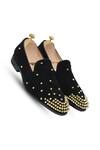 Buy_Vantier_Black Suede Studded Slip-on Loafers _at_Aza_Fashions