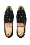 Shop_Vantier_Black Suede Studded Slip-on Loafers _at_Aza_Fashions