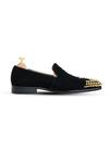 Vantier_Black Suede Studded Slip-on Loafers _Online_at_Aza_Fashions