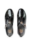 Shop_Vantier_Black Brogue Carlos Patent Studded Sandals _at_Aza_Fashions
