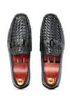 Shop_Vantier_Black Weave Textured Leather Loafers _at_Aza_Fashions