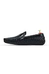Vantier_Black Weave Textured Leather Loafers _Online_at_Aza_Fashions