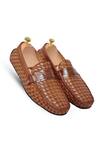 Buy_Vantier_Brown Weave Textured Leather Loafers _at_Aza_Fashions