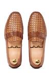 Shop_Vantier_Brown Weave Textured Leather Loafers _at_Aza_Fashions