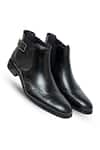 Buy_Vantier_Black Brogue Porto Rica Chelsea Chukka Boots _at_Aza_Fashions