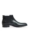 Shop_Vantier_Black Brogue Porto Rica Chelsea Chukka Boots _Online_at_Aza_Fashions