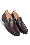 Buy_Vantier_Brown Buckles Leather Horsebit Slip-on Loafers _at_Aza_Fashions