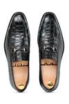 Shop_Vantier_Black La Cabot Horse Bit Croc Slip-on Shoes _at_Aza_Fashions