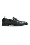Shop_Vantier_Black La Cabot Horse Bit Croc Slip-on Shoes _Online_at_Aza_Fashions