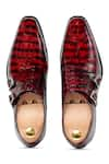 Shop_Vantier_Wine Crocodile Textured Mendora Patent Monk Shoes _at_Aza_Fashions