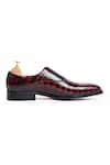 Buy_Vantier_Wine Crocodile Textured Mendora Patent Monk Shoes _Online_at_Aza_Fashions