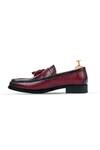 Shop_Vantier_Maroon Tassels Dominator Leather Slip-on Shoes _Online_at_Aza_Fashions