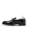 Shop_Vantier_Black Chain Chris Chapman Patent Slip-on Loafers _Online_at_Aza_Fashions